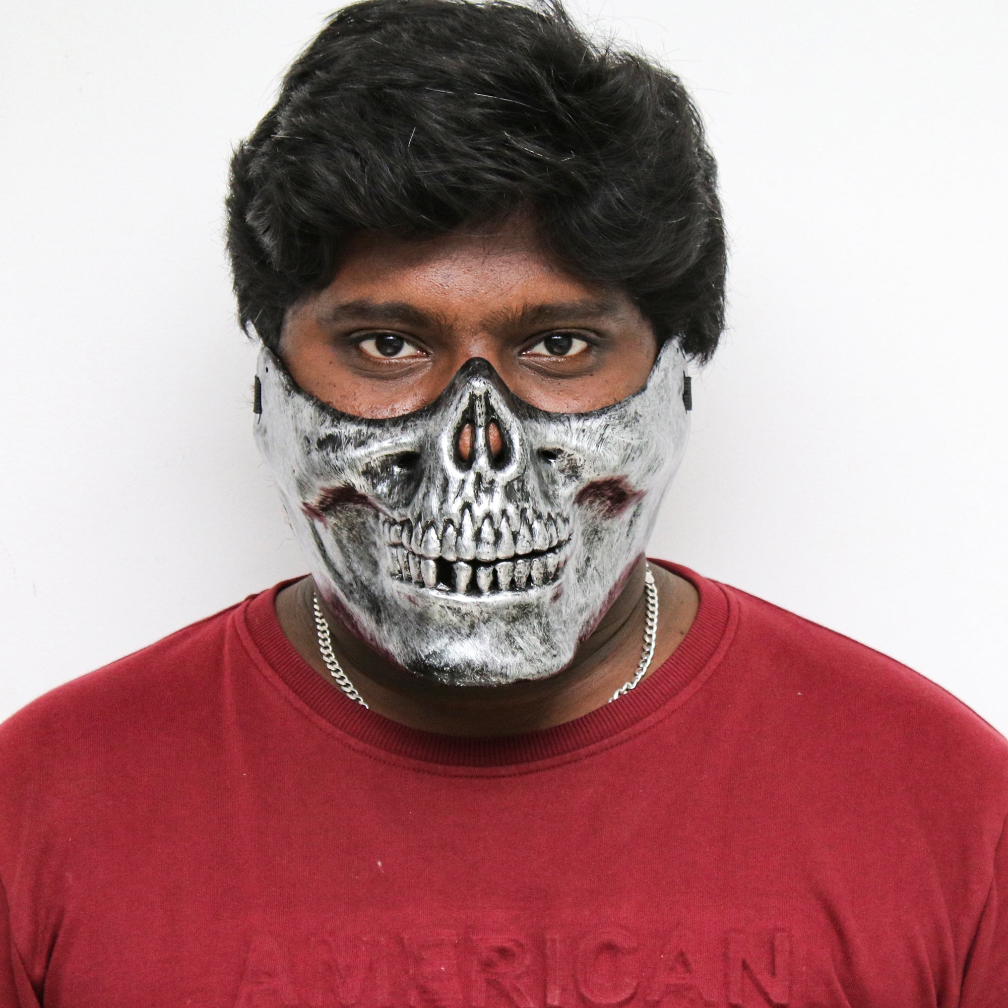 Skull Mouth Moving Mask Slivery Gray