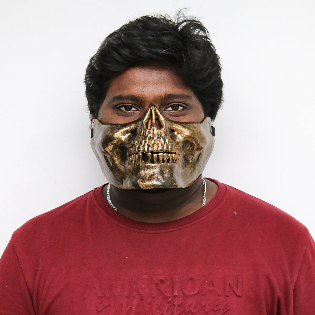 Skull Mouth Moving Mask Gold Bronze