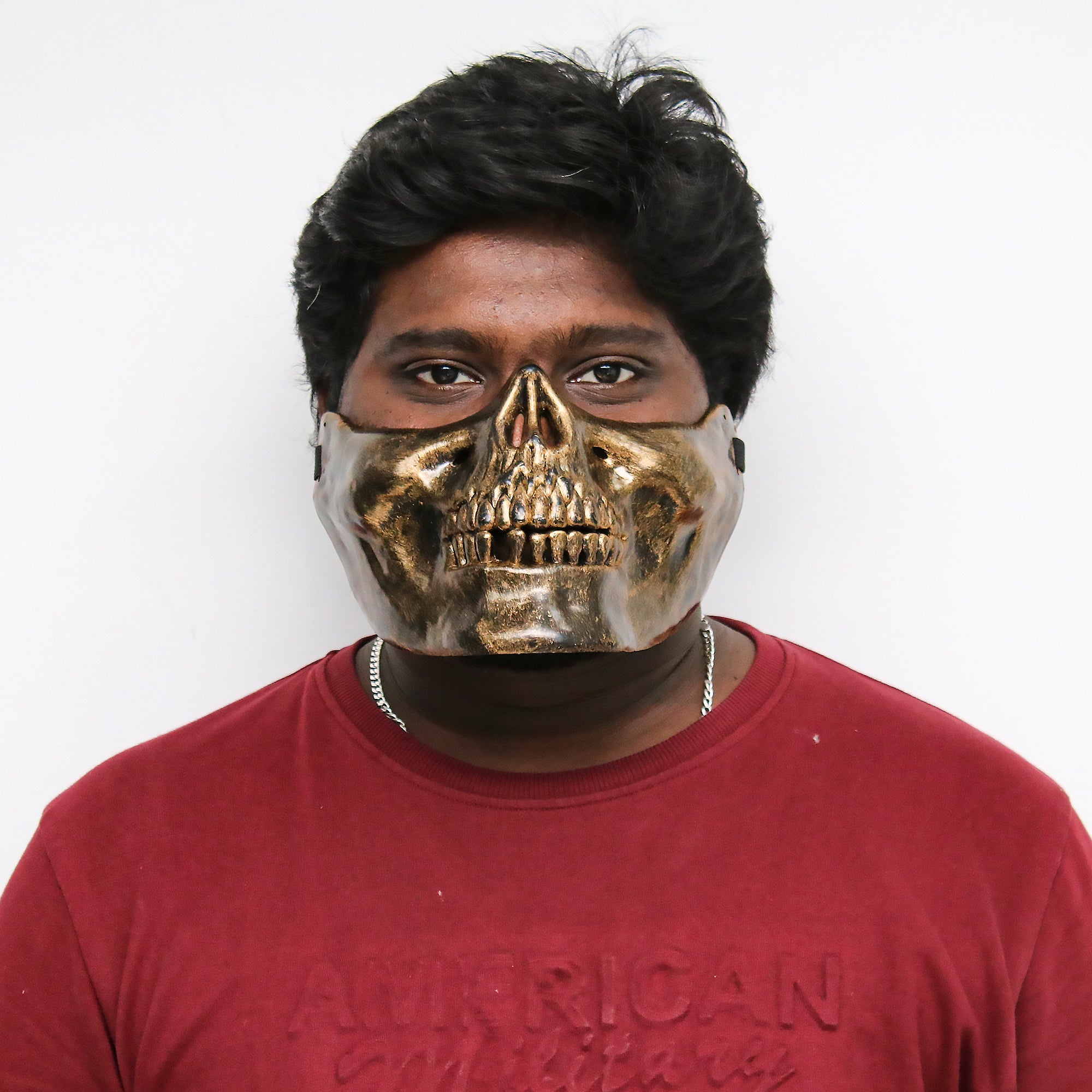 Skull Mouth Moving Mask Gold Bronze