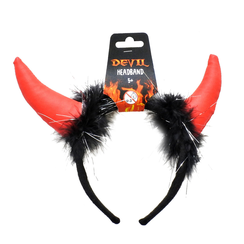 Devil Headband Leather Horn Red