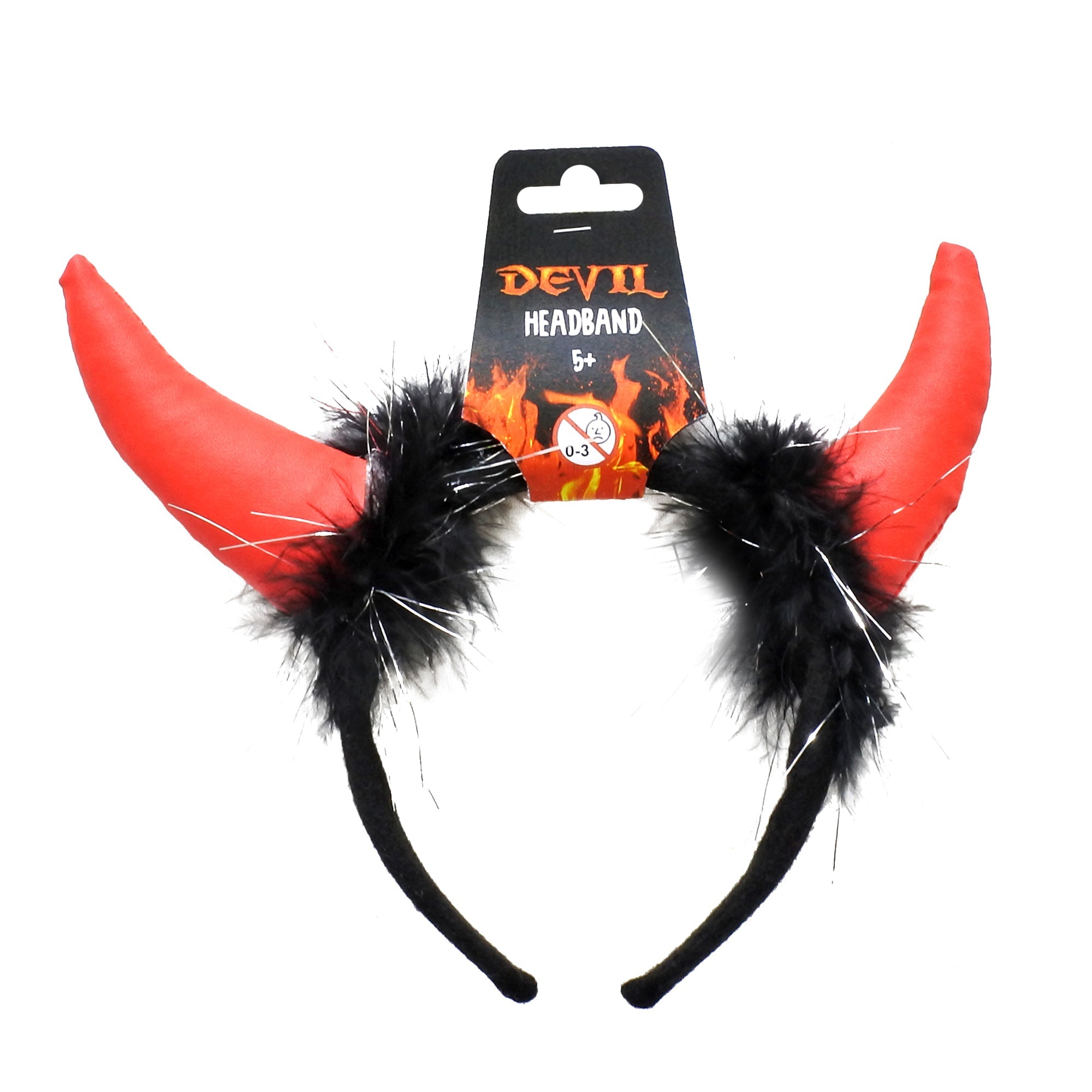 Devil Headband Leather Horn Red