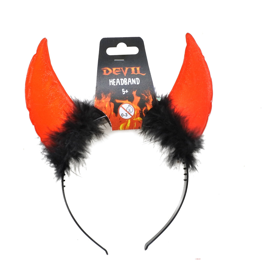 Devil Headband Velvet Horn Red