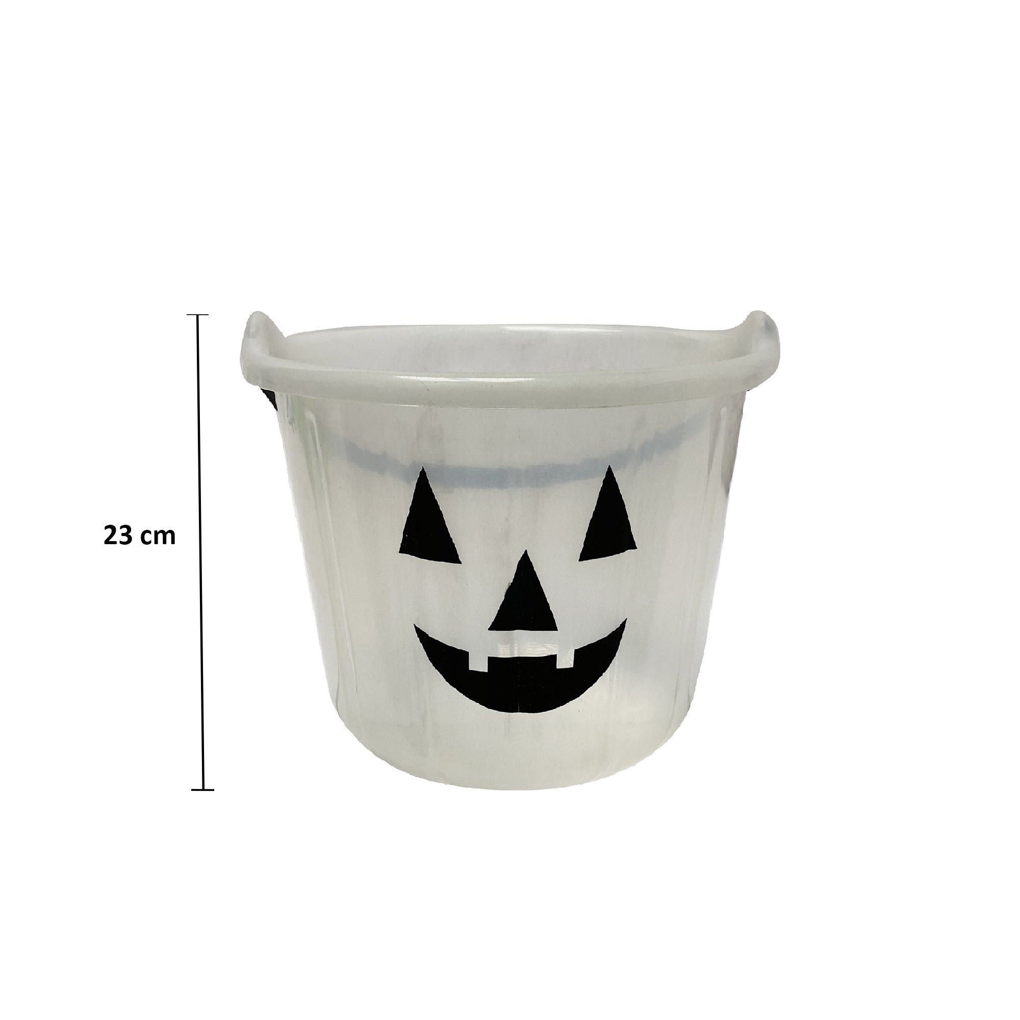 Glow In Dark Pumpkin Bucket Transparent 23cm