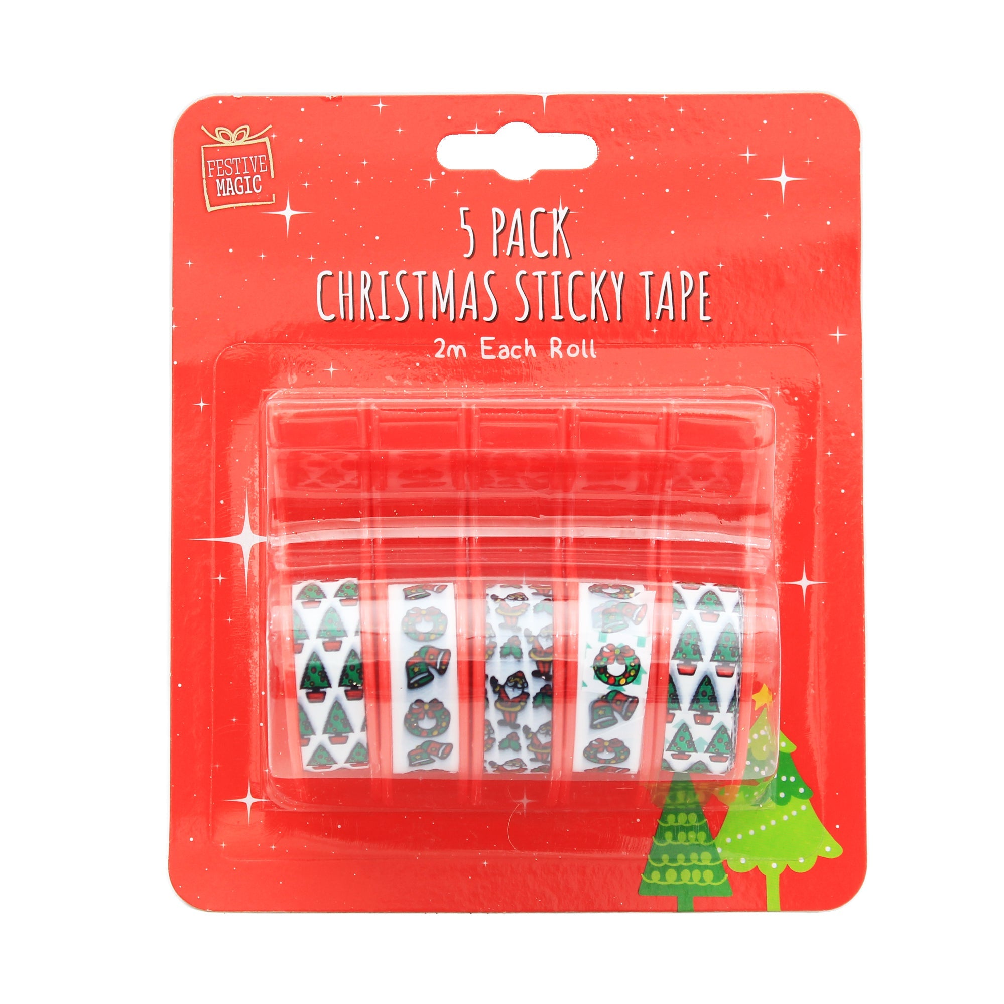Sticky Tape With Dispenser -  2mt Roll Each, 5PC