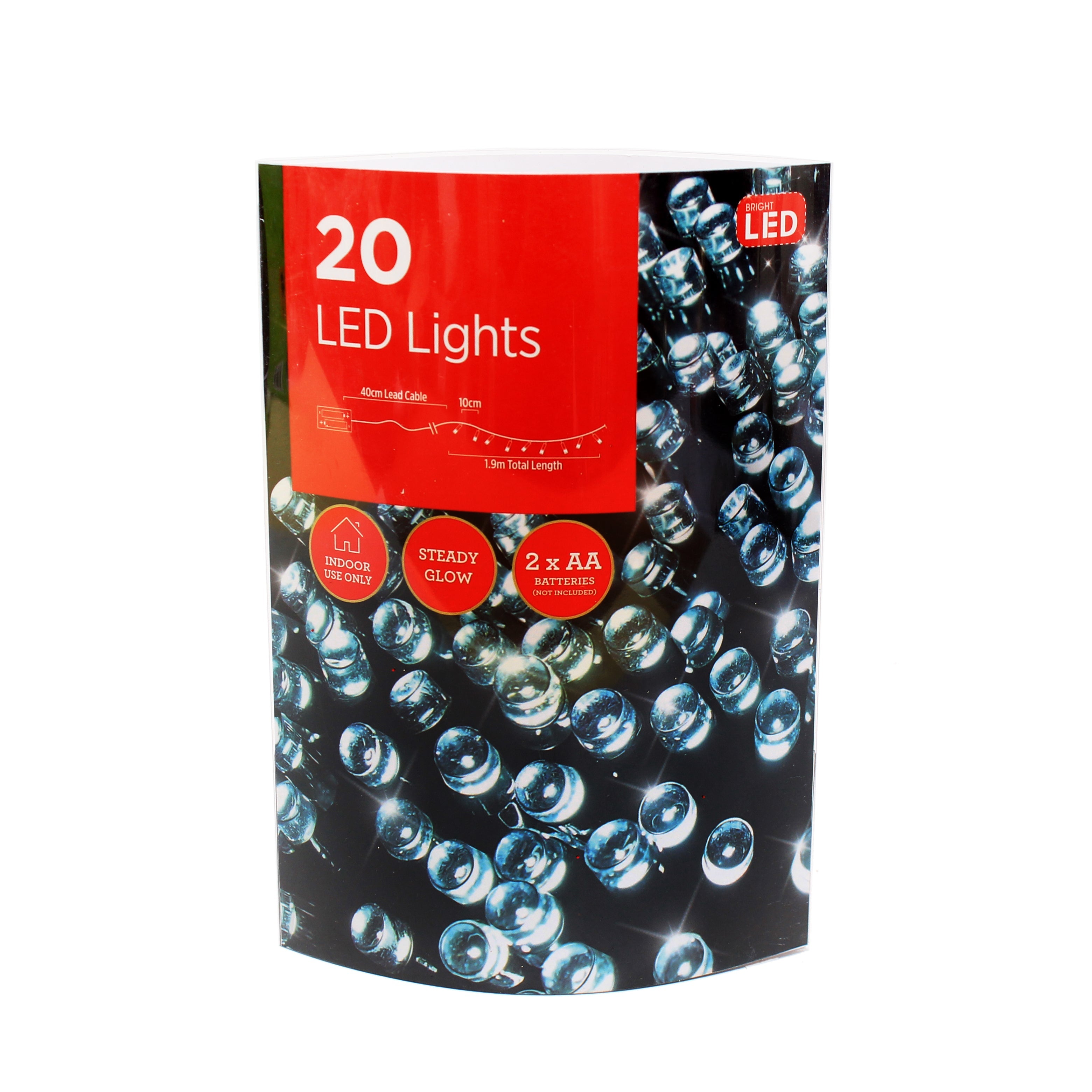 LED Lights - Battery Operated, 20 LED White, 1.9mt