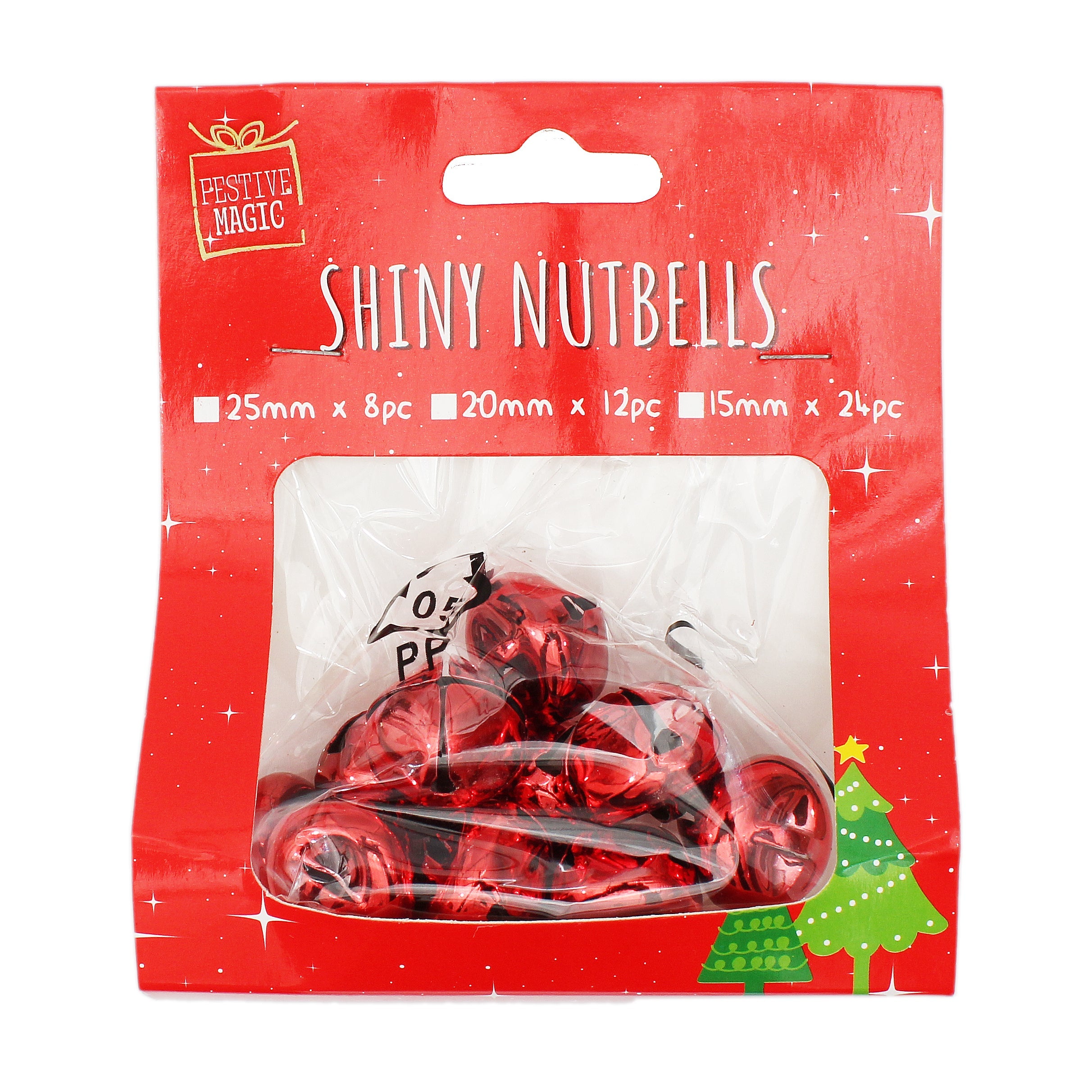 Shiny Metallic Nutbells - Red, 1 Pack -Assorted Sizes