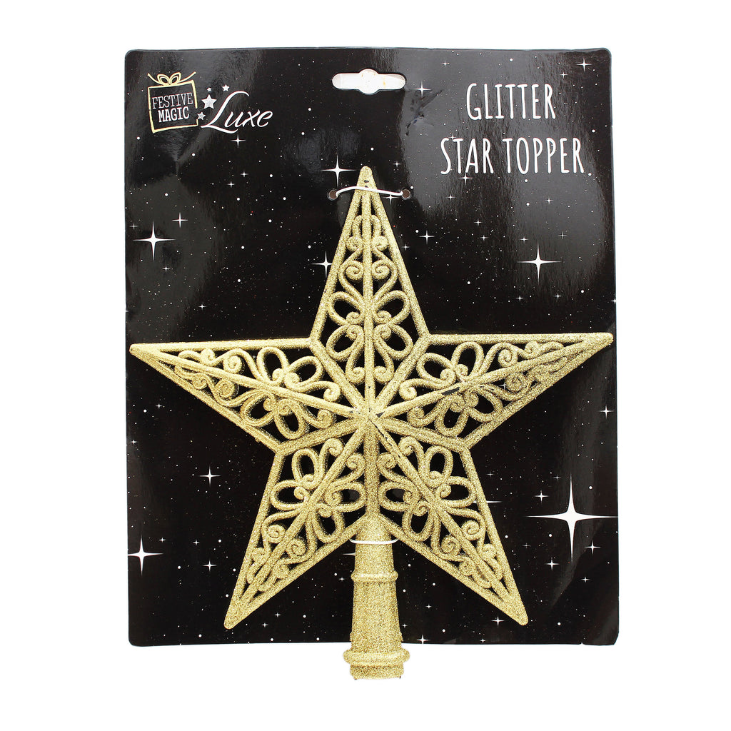 Tree Topper - Star, 20cm, Assorted  Color / Assorted Design 1pc