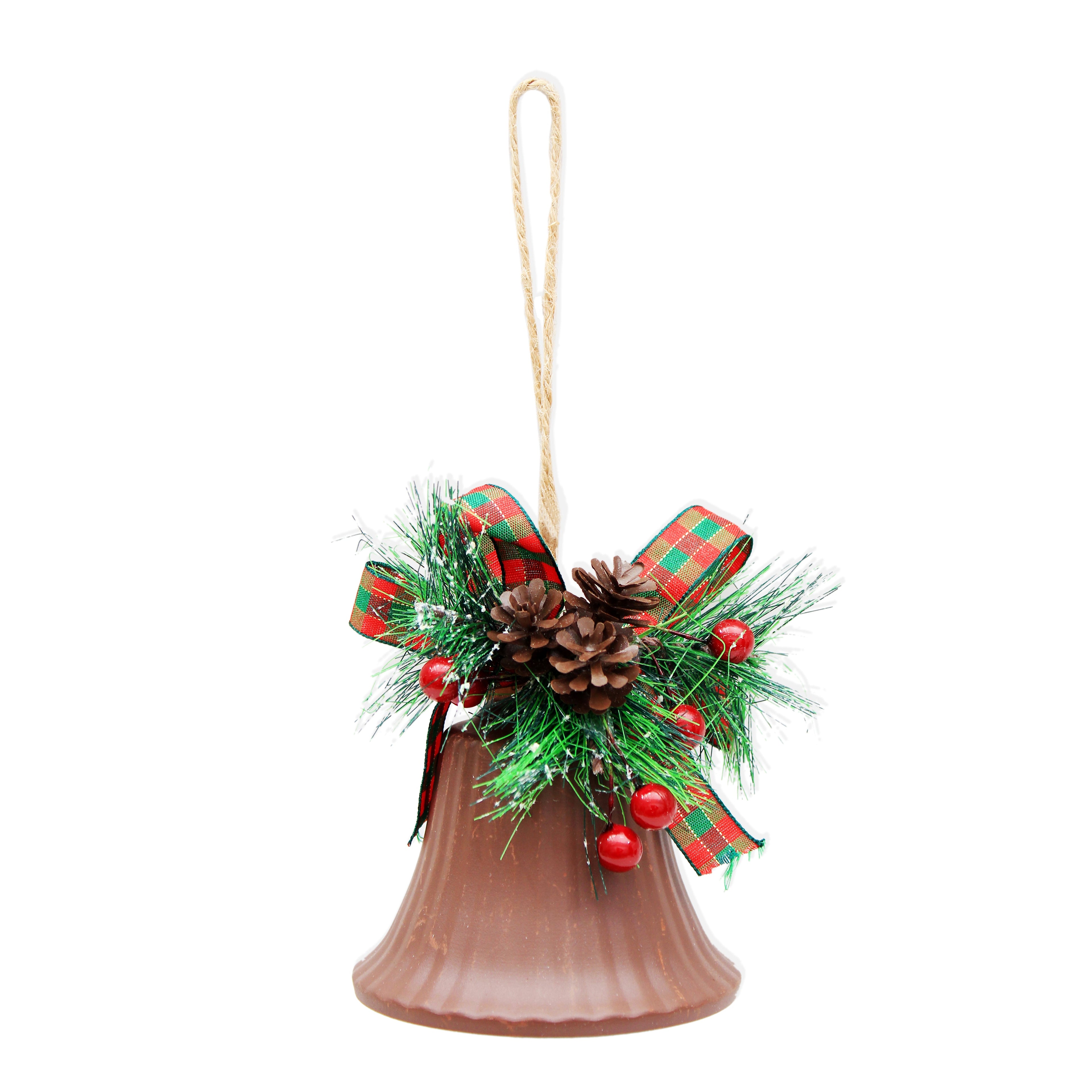 Vintage Ribbed Bell Decoration - Brown 9cm, 1pc