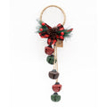 Christmas Door Hanger - Rustic 5 Nutbells  Green & Red