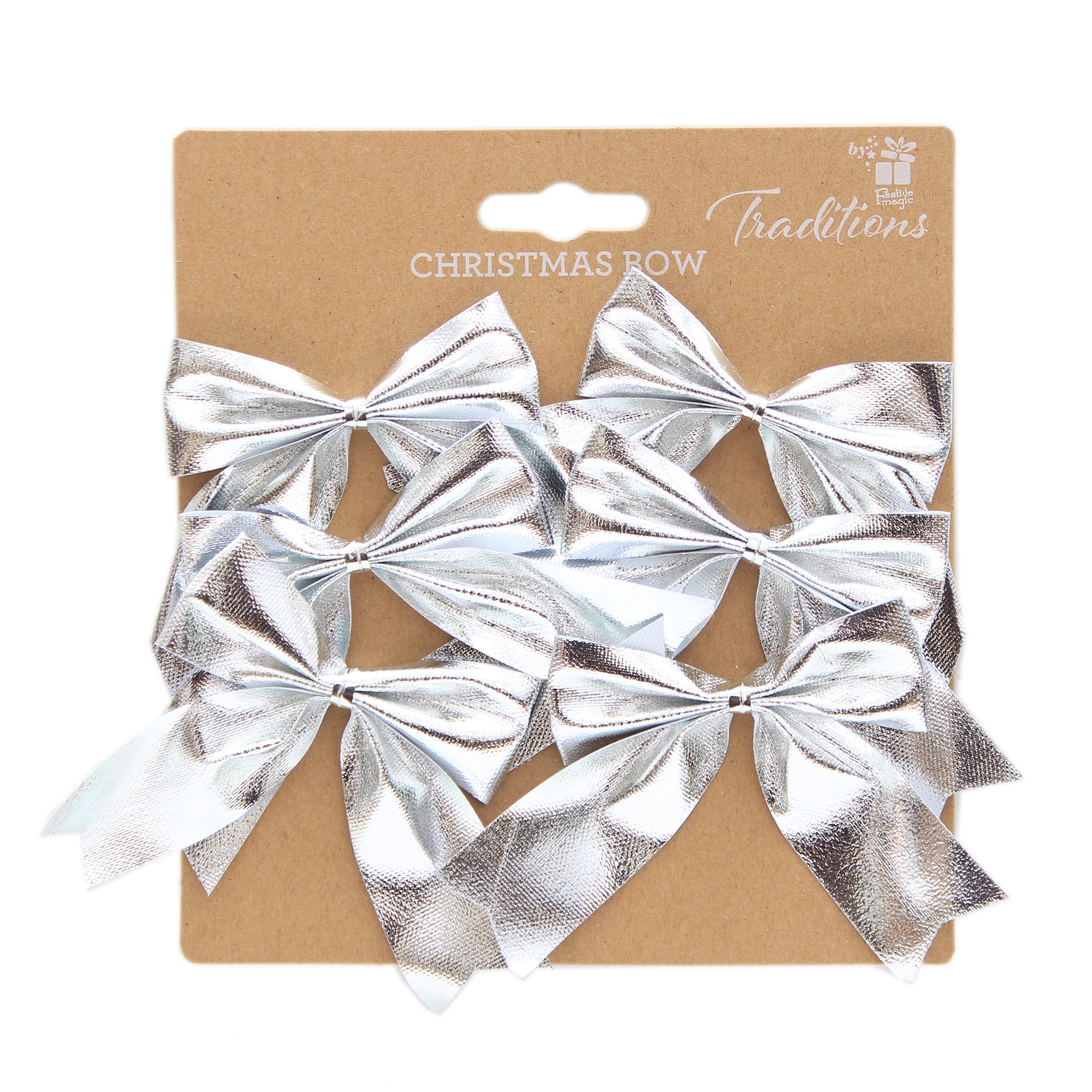 Metallic Mini Bows - Silver, 6pc