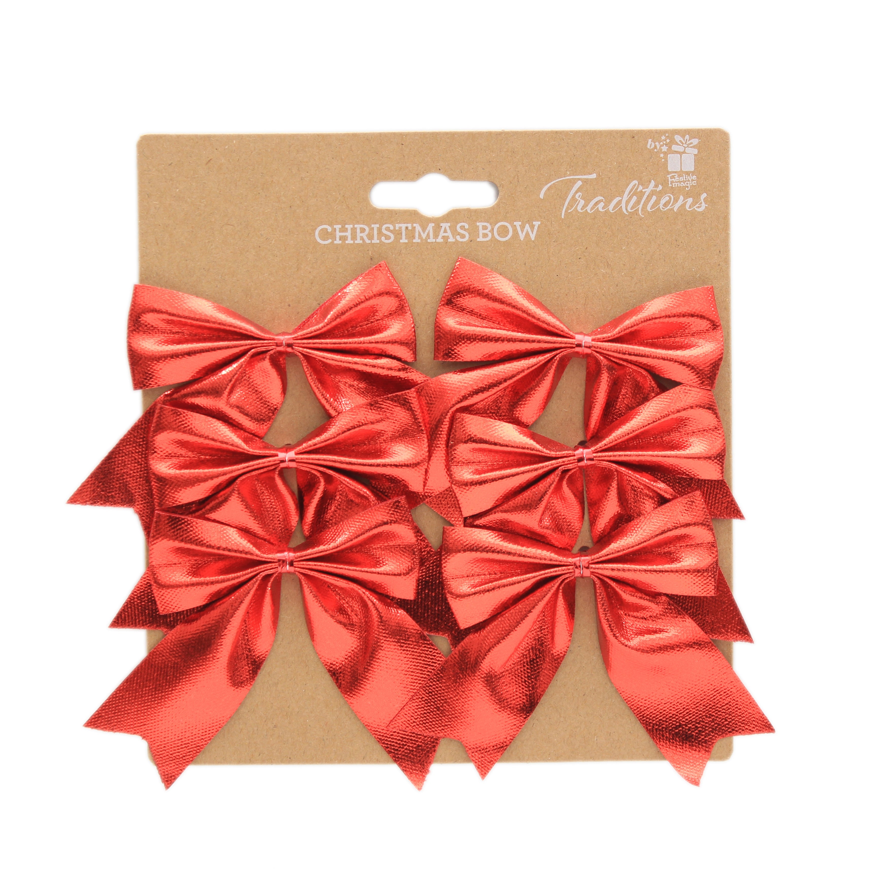 Metallic Mini Bows - Red, 6pc
