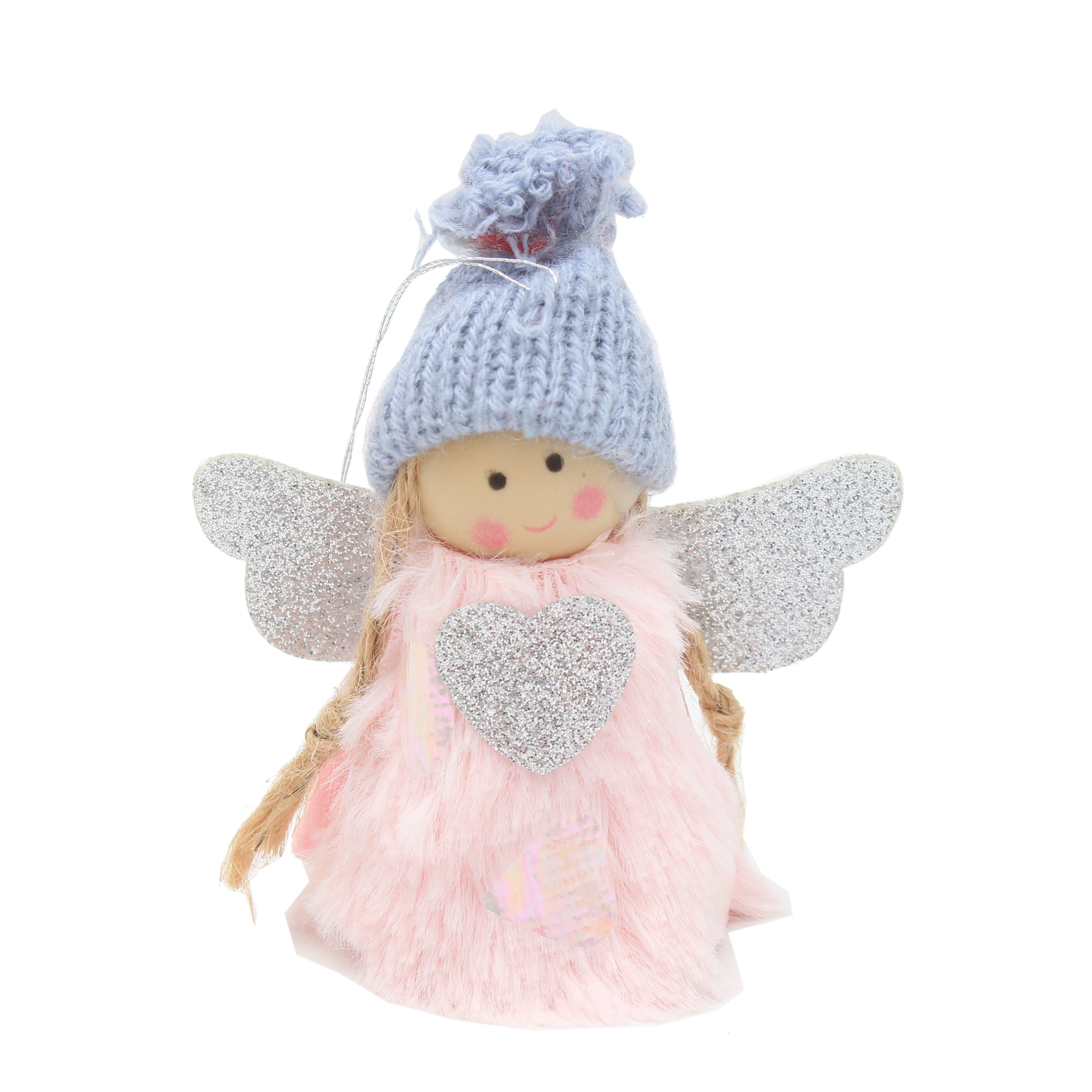 Hanging Mini Angel - Light Blue Cap And Pink Body, 9cm, 1pc(silver wings)