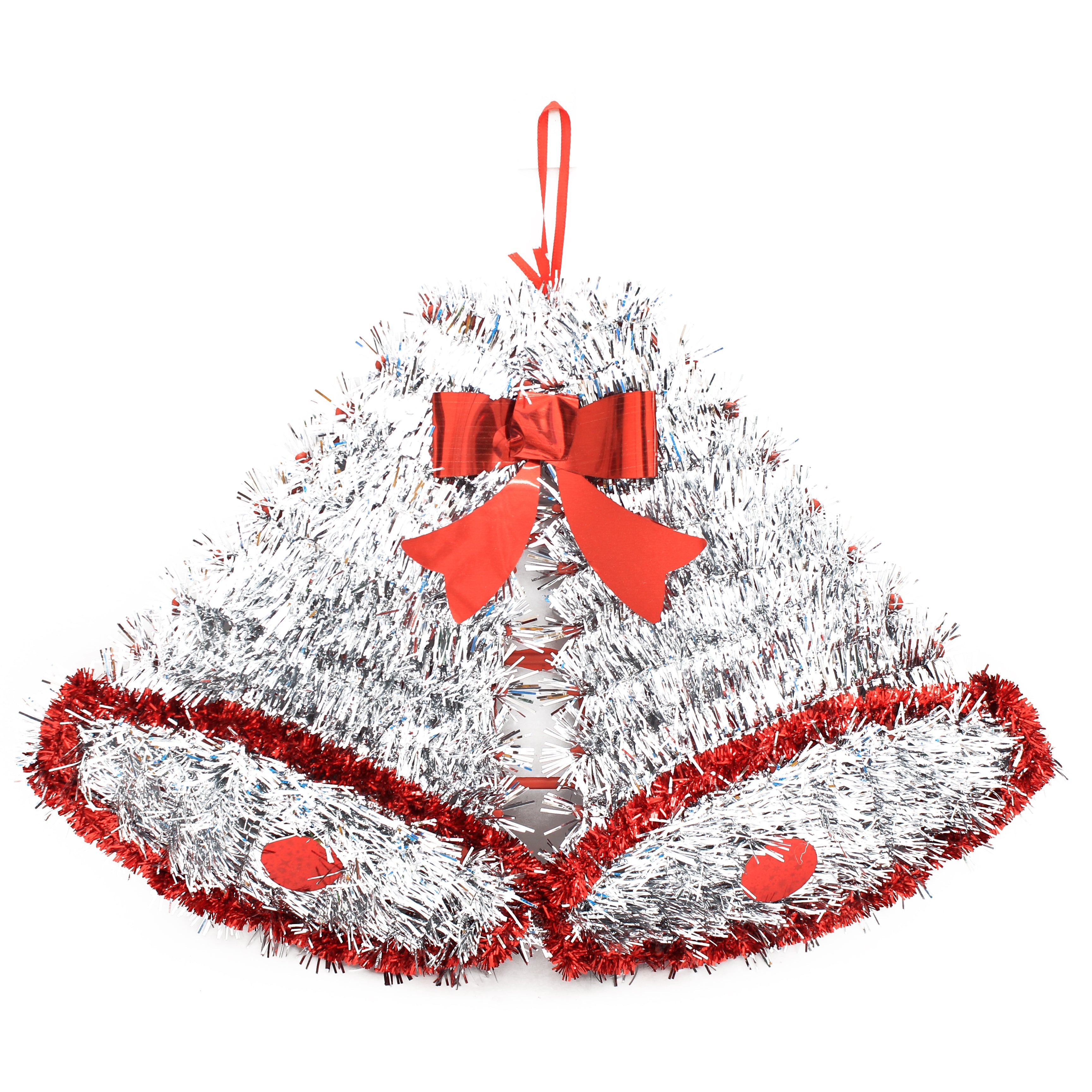 Tinsel Twin Bells Plaque Silver 34cm, 1pc UB