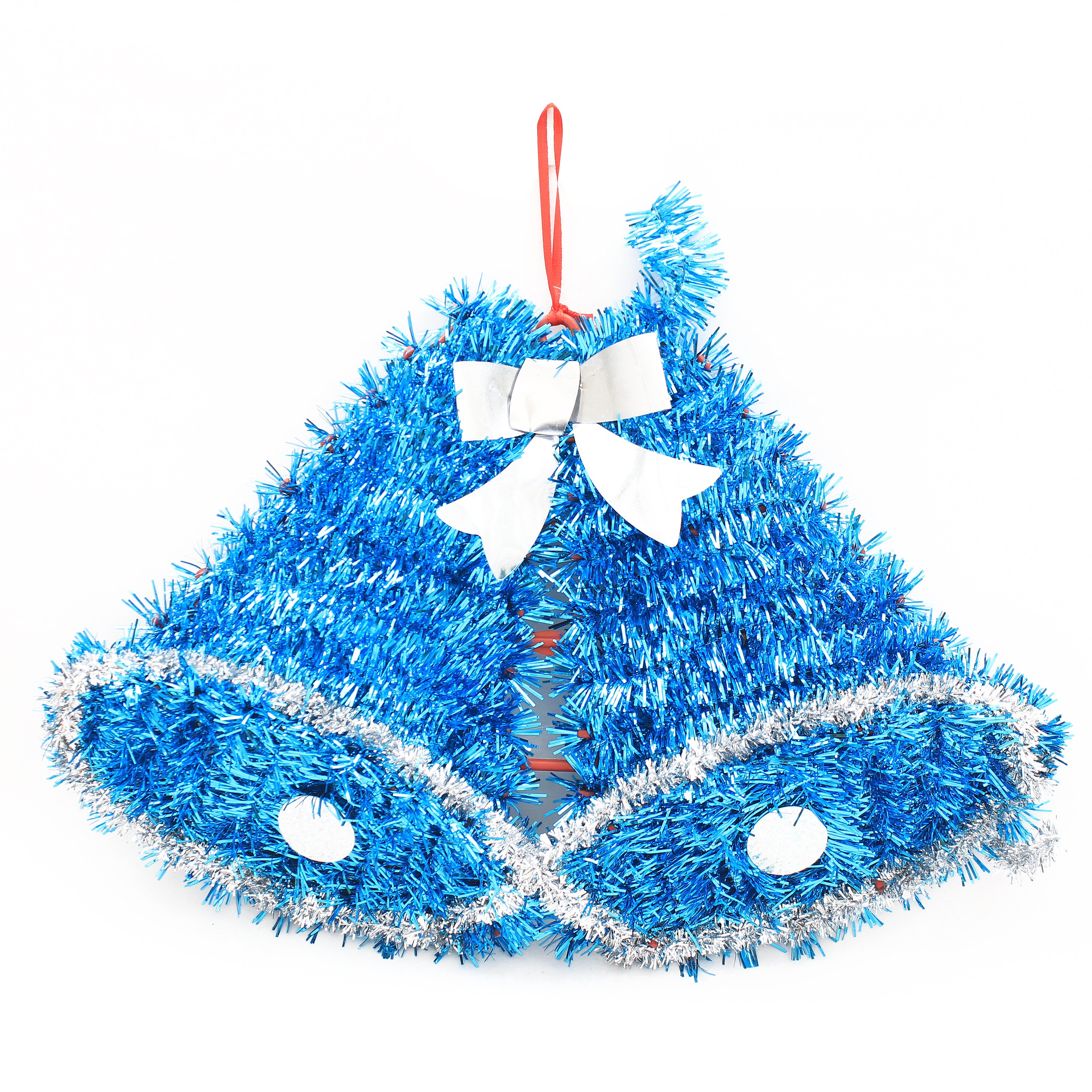Tinsel Twin Bells Plaque Blue 34cm, 1pc UB