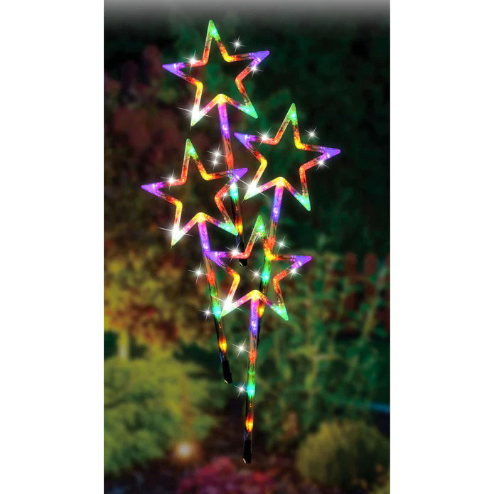 Led Crystal Star Path Light - Multi-coloured, 4pc Box