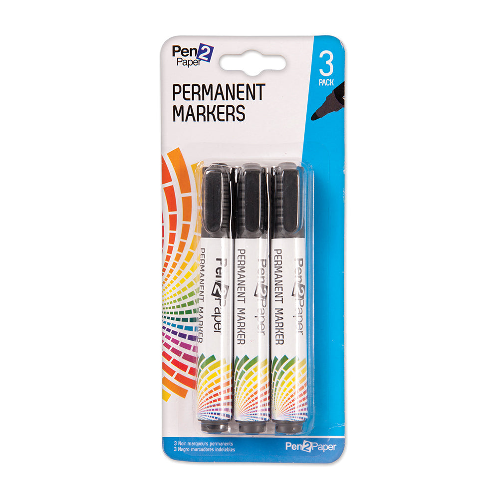 Permanent Markers Set Black 3Pcs Ub