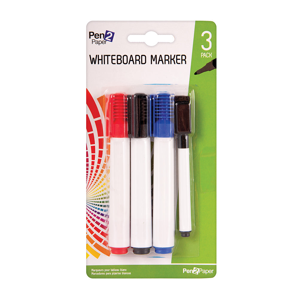 White Board Markers Set Blueredblack 3Pcs Ub