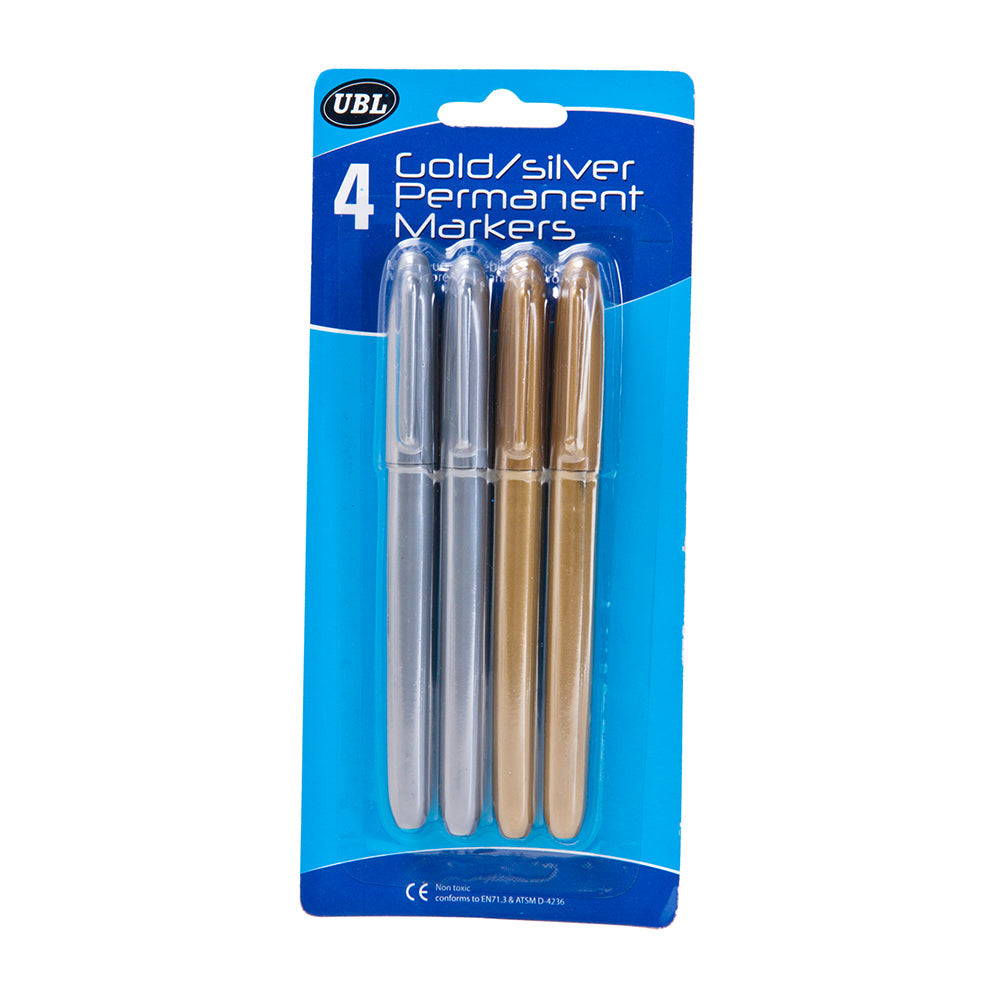 Permanent Marker Set Gold/Silver 4Pcs Ub