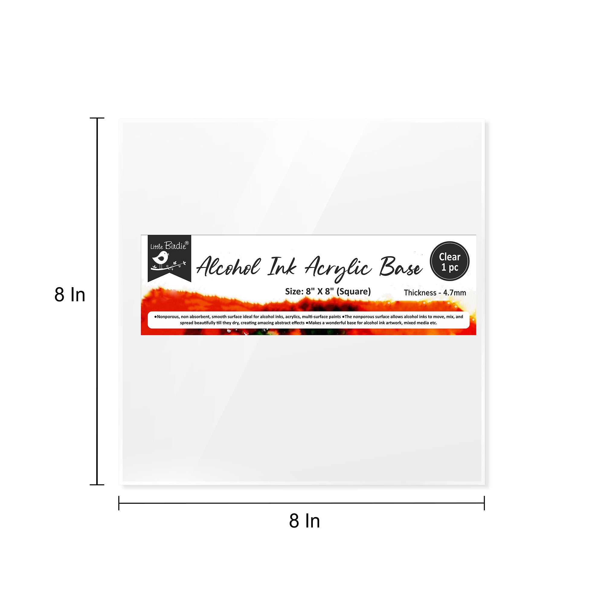 Acrylic Base Clear 3.7Mm Thickness 8Inch X 8Inch 1Pc Shrink Lb
