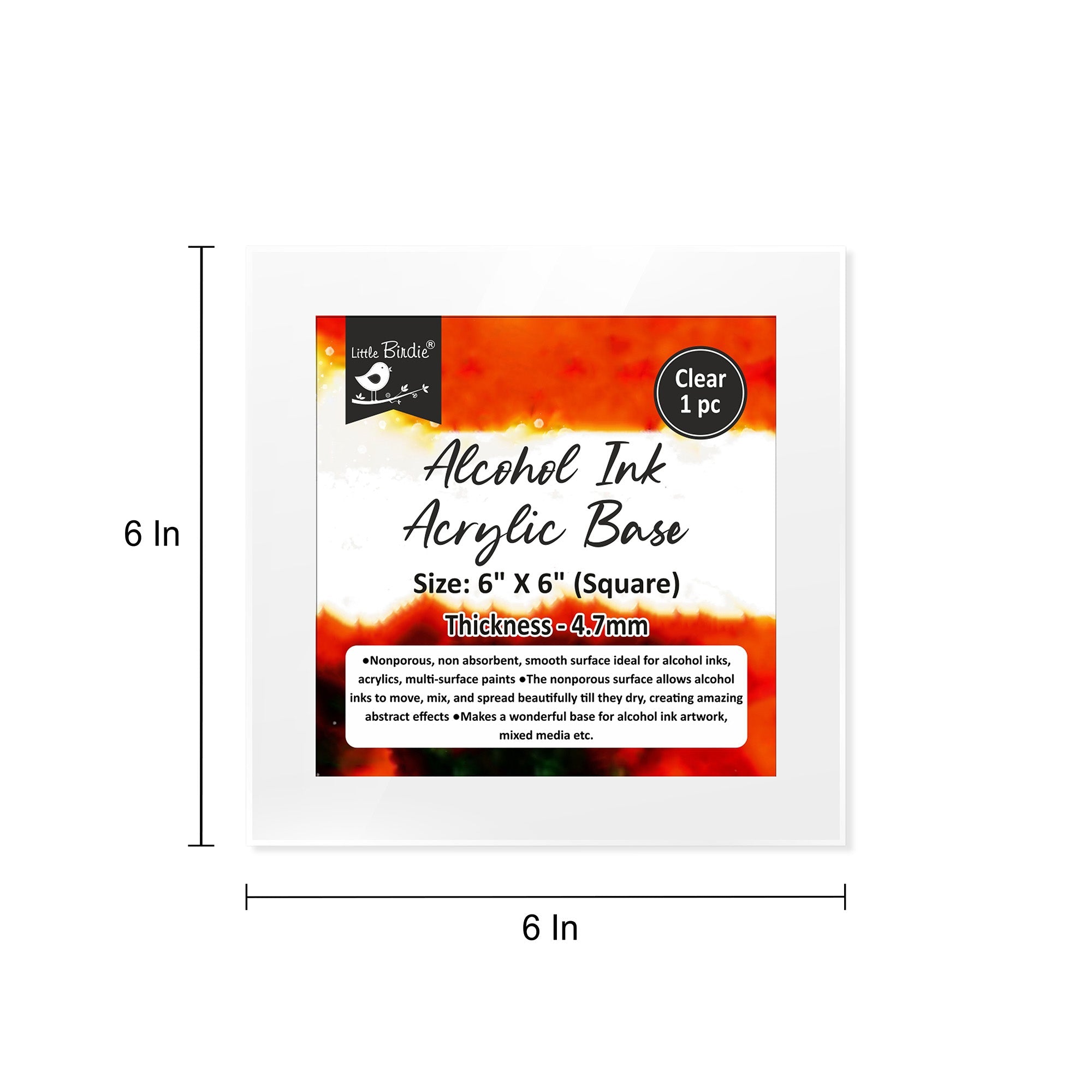 Acrylic Base Clear 3.7Mm Thickness 6Inch X 6Inch 1Pc Shrink Lb
