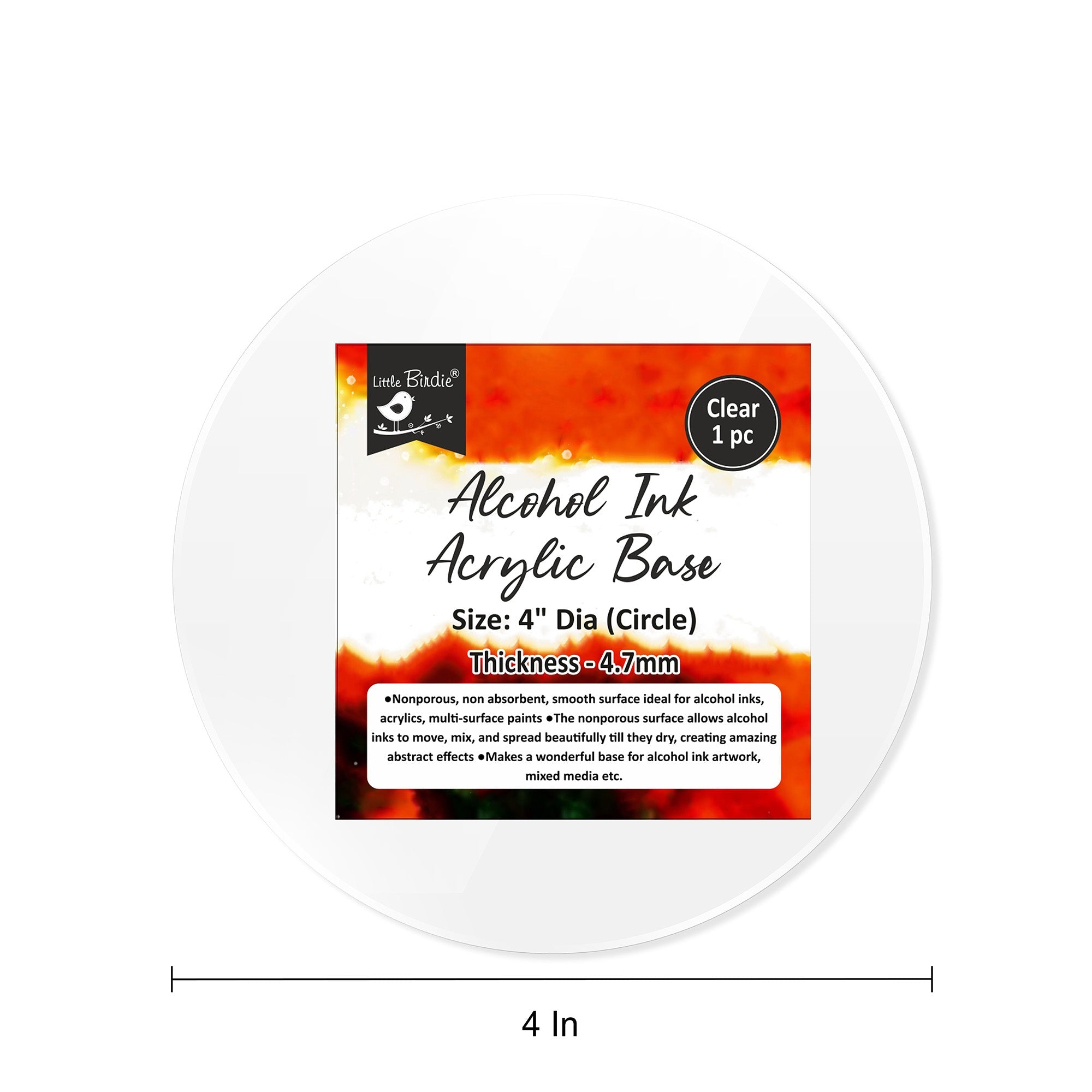 Acrylic Base Clear 3.7Mm Thickness 4Inch Dia 1Pc Shrink Lb