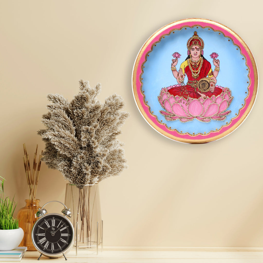MDF Pre Marked Goddess Lakshmi With D Ring Hanging Hook 10inch Dia 1pc