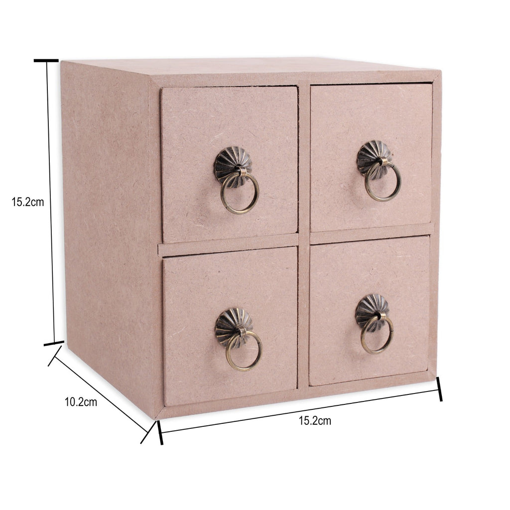 MDF Table Organizer Chest Of 4 Drawers Approx L15.3 X W15.3 X D15.2Cm 5.5Mm Thick 1Pc Lb