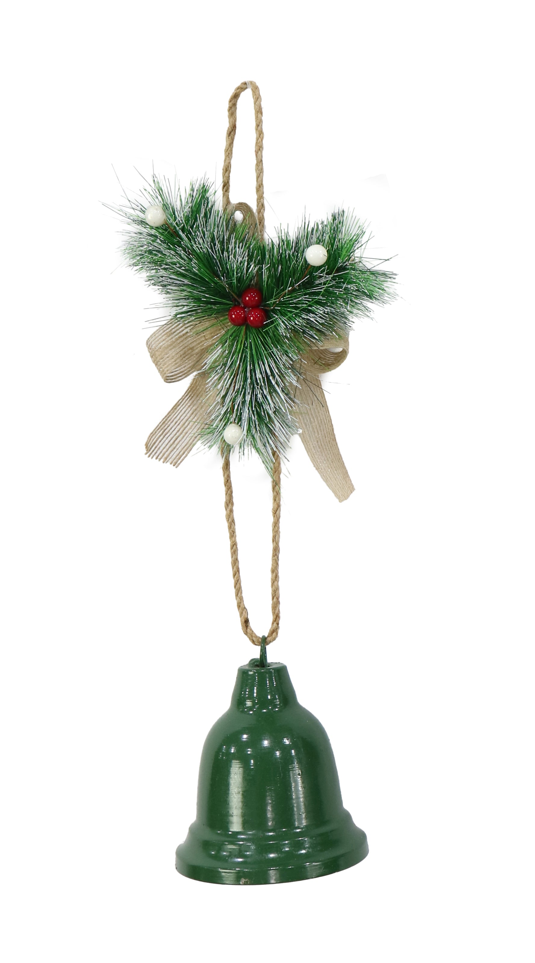 Hanging Bell Decoration With Berry And Grass - Green, 1pc