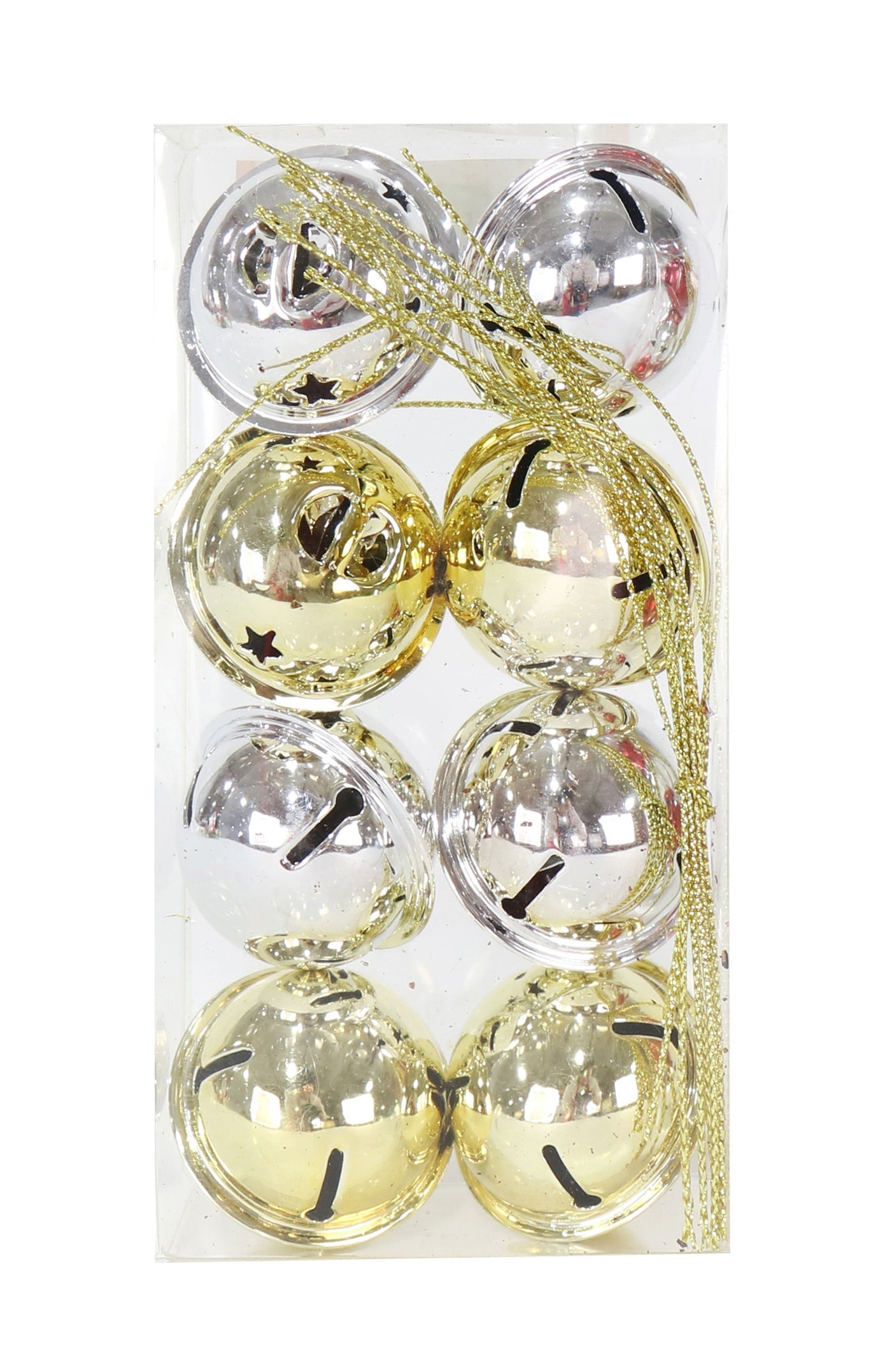 Shiny Metallic Nutbells - Silver And Gold, 40mm, 8pc in a Box