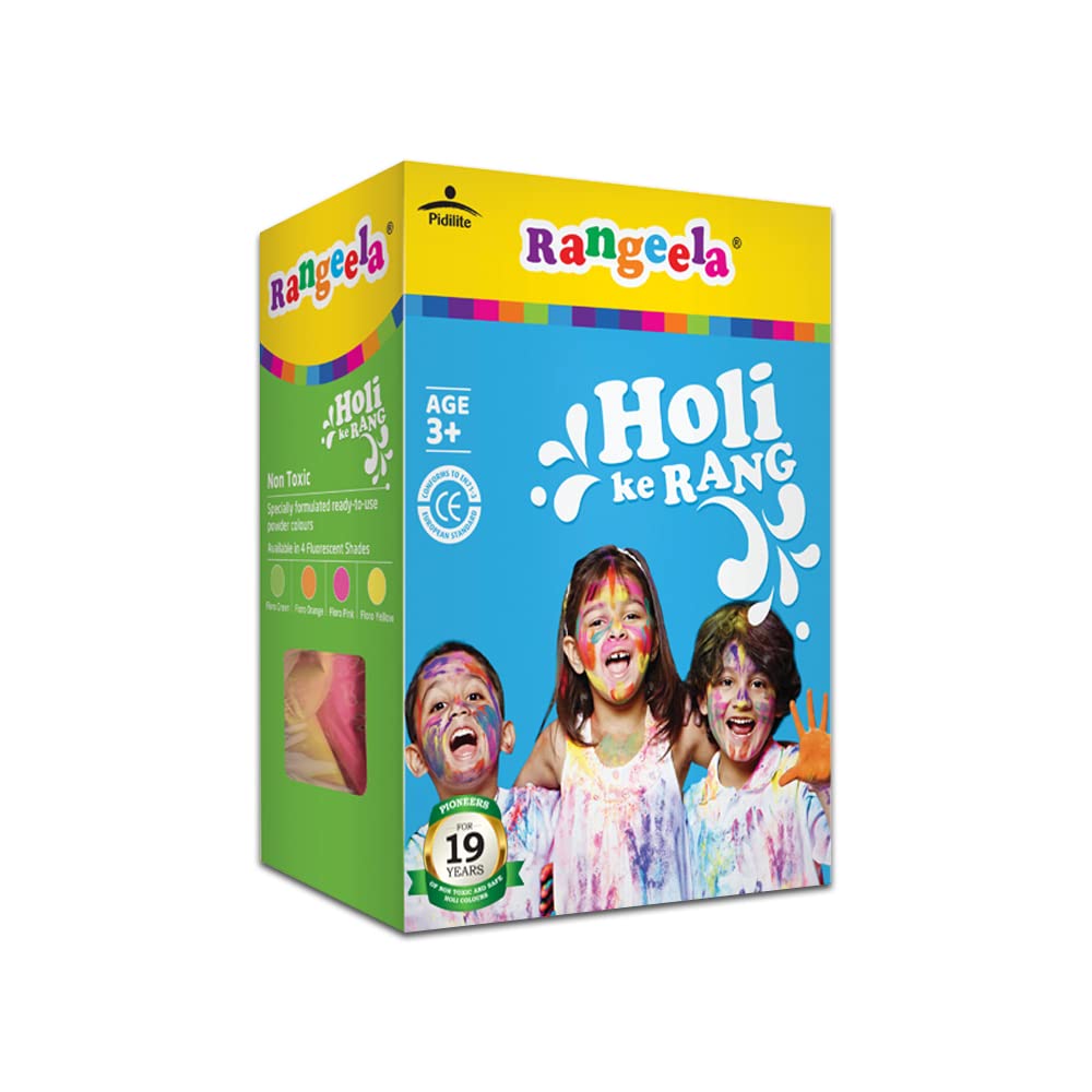Pidilite Non Toxic Rangeela Holi Ke Rang 4Colours X 75gm Each 1 Box