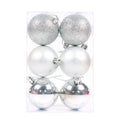 Christmas Tree Decoration Baubles Silver(Matte, Glossy & Glitter) 6pc Acetate