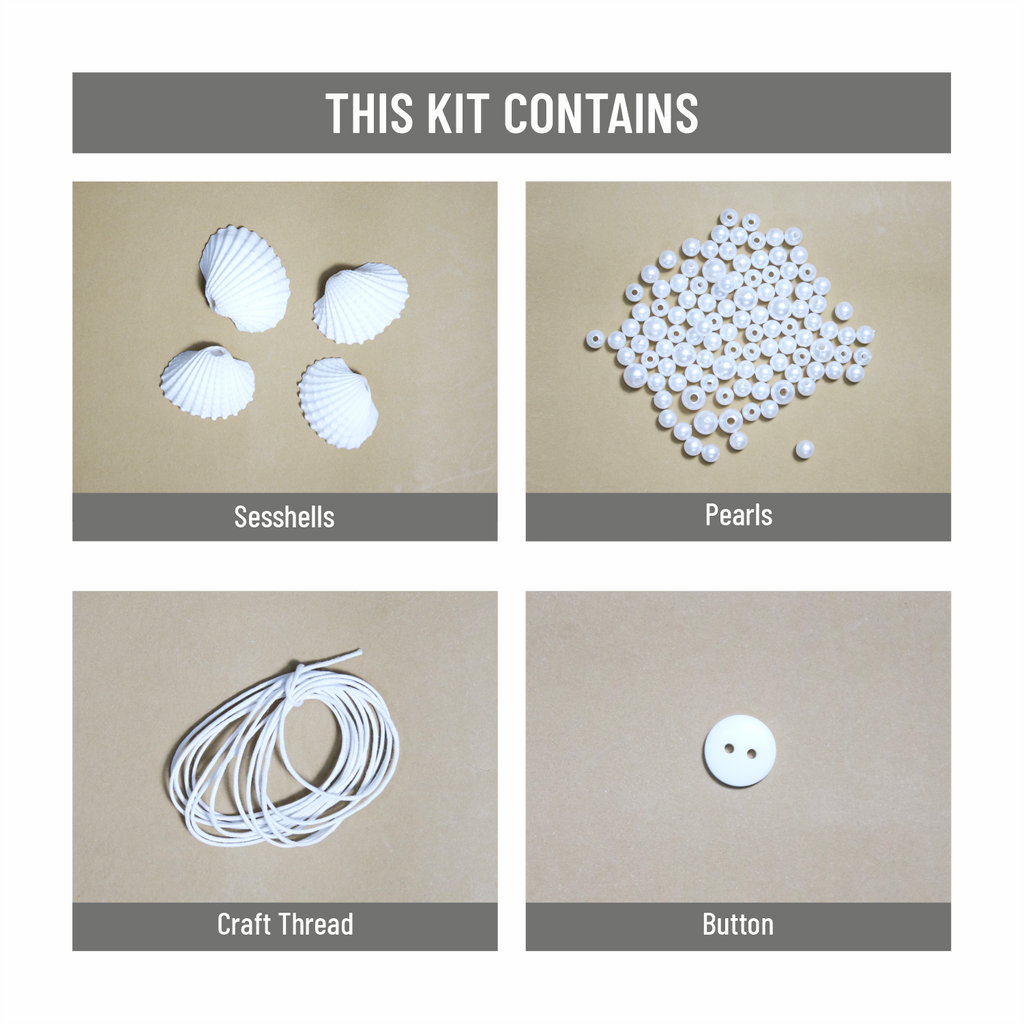 Diy Your Own Seashell & Pearl Necklace Kit 1 Box