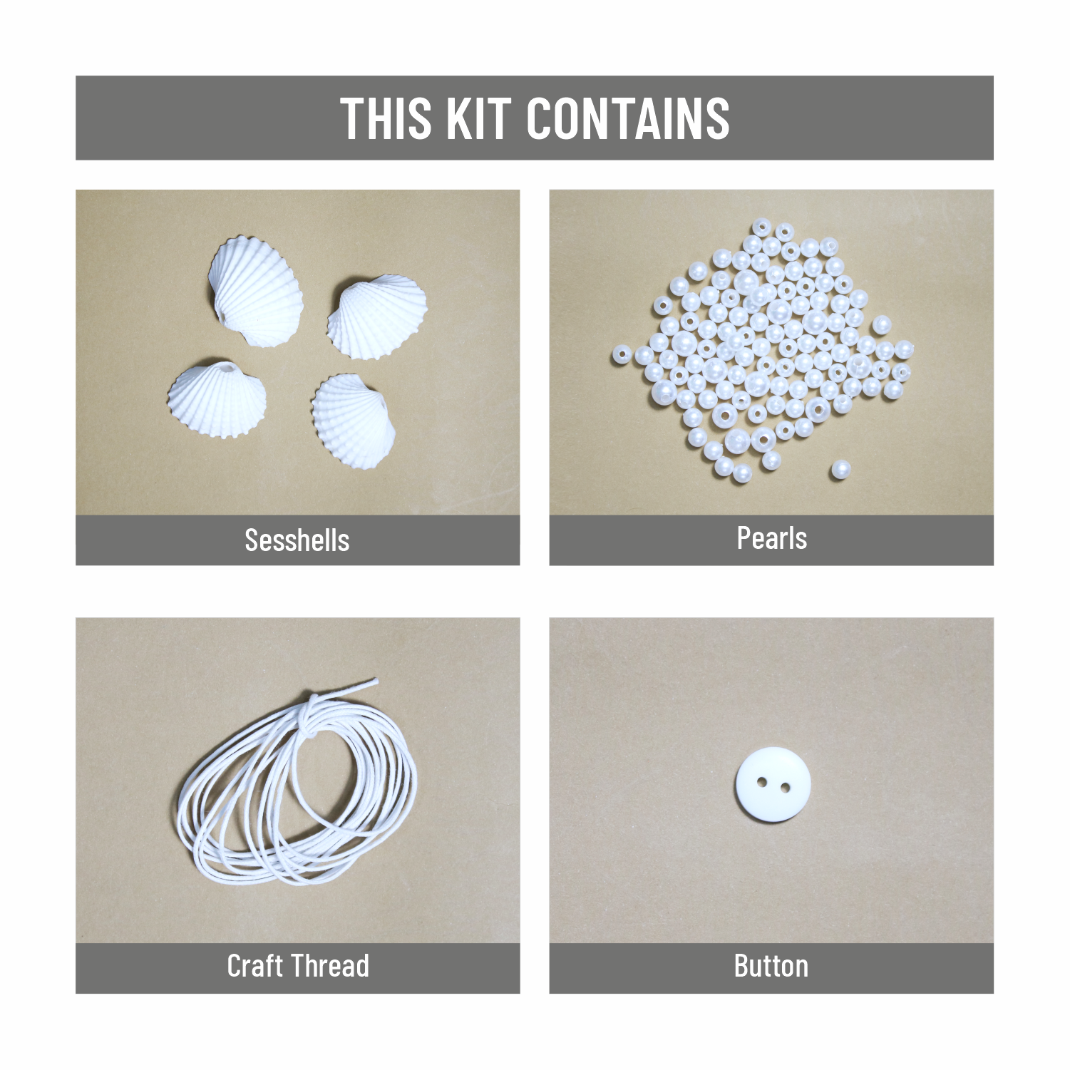 Diy Your Own Seashell & Pearl Necklace Kit 1 Box