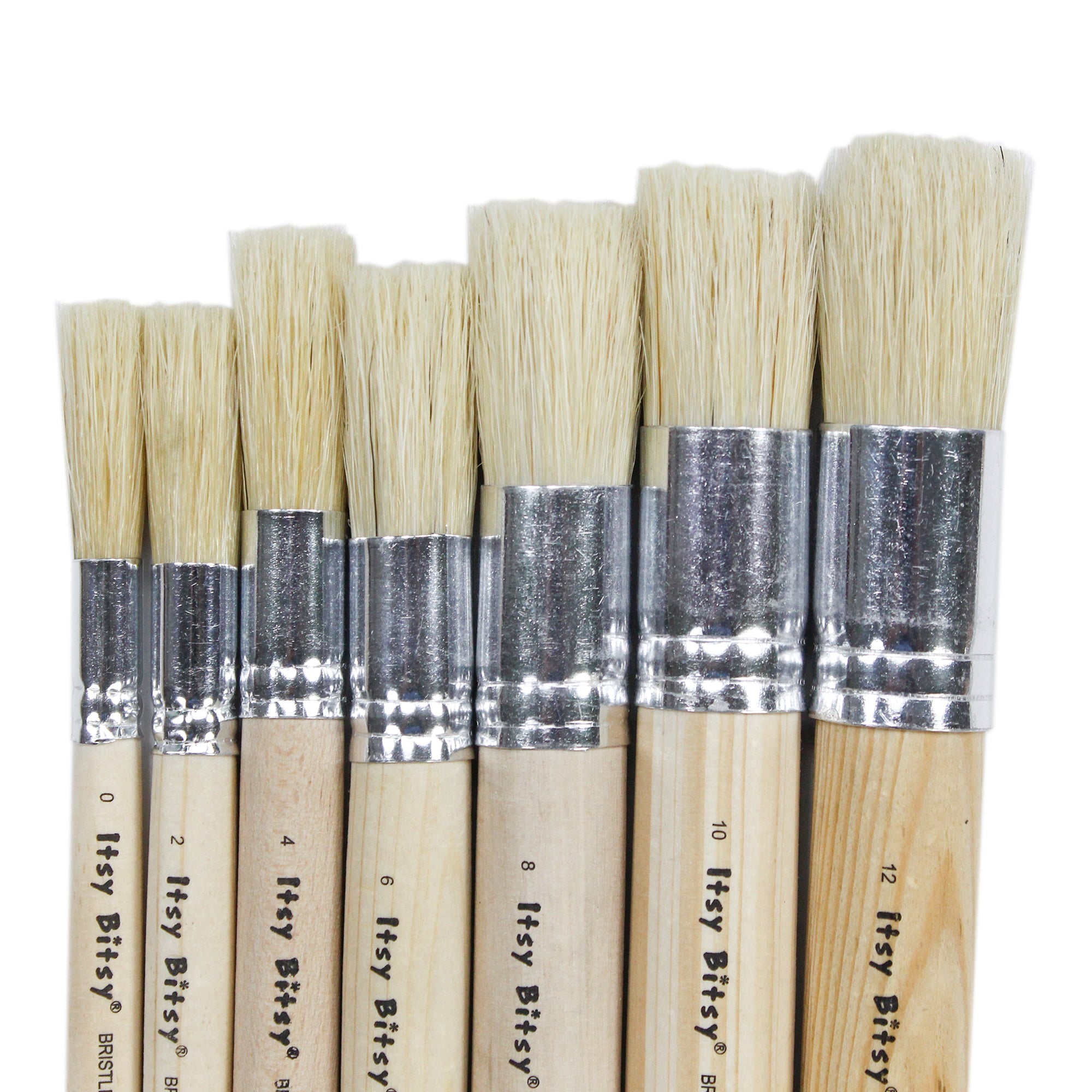 Stencil Brush Bristle Hair 9Cm Wooden Handle Size.0 2 4 6 8 10 12 7Pcs Set