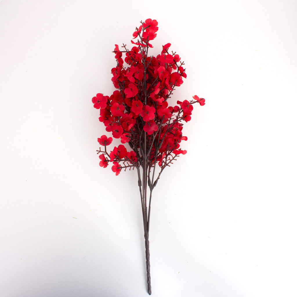 Artificial Flower Baby's Breath Silk Red 5 Branches 35cm1 Bunch