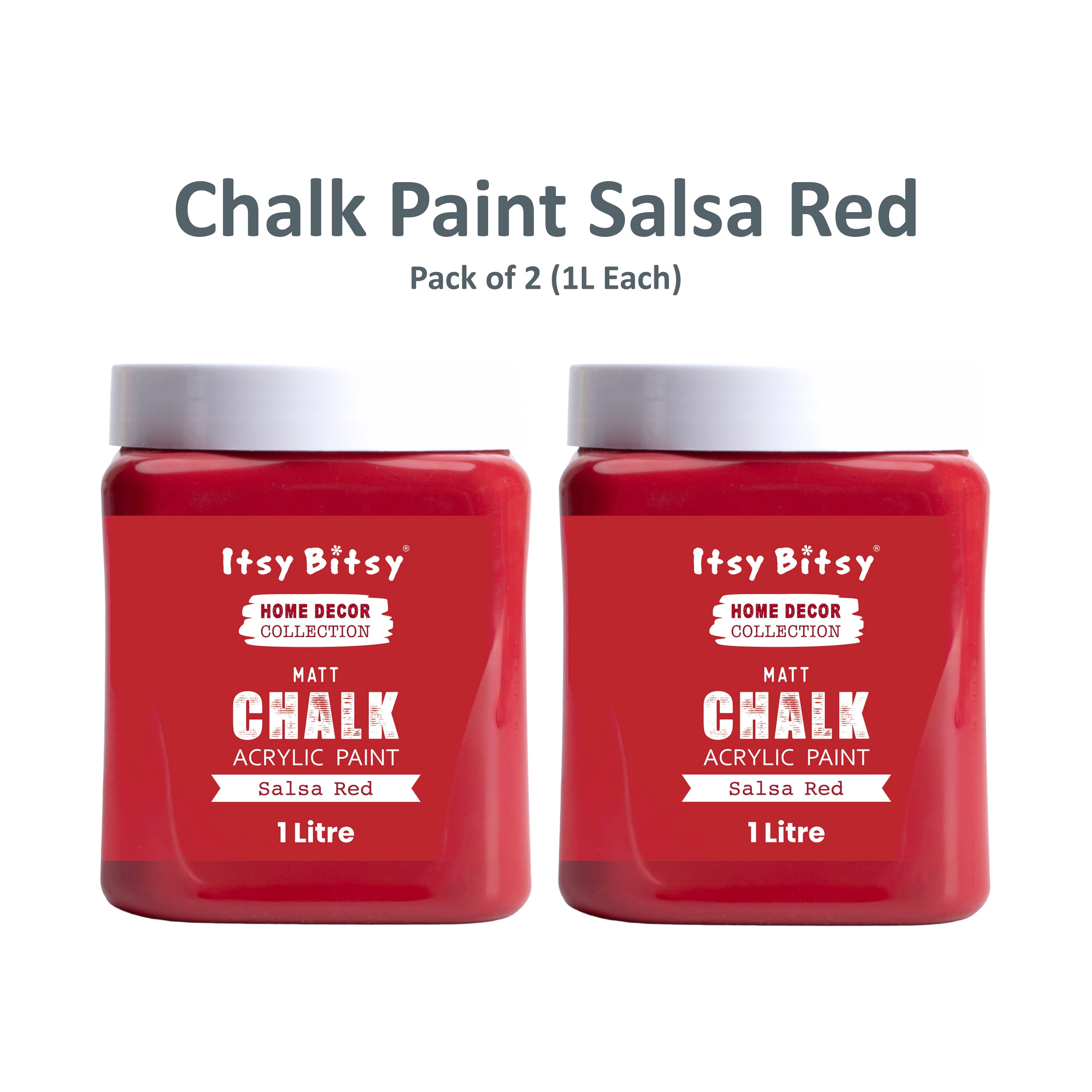 Home Decor Chalk Paint Salsa Red 1Litre X 2 Bottle