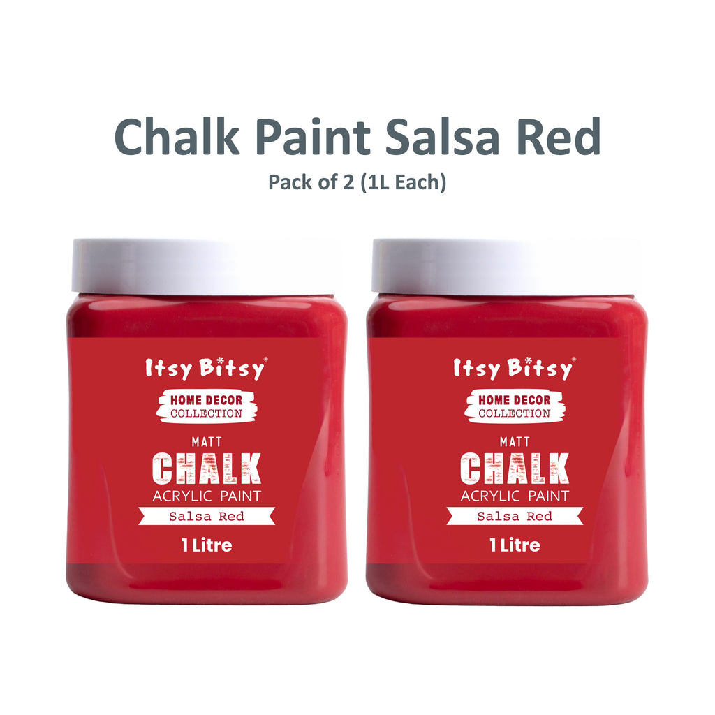 Home Decor Chalk Paint Salsa Red 1Litre X 2 Bottle