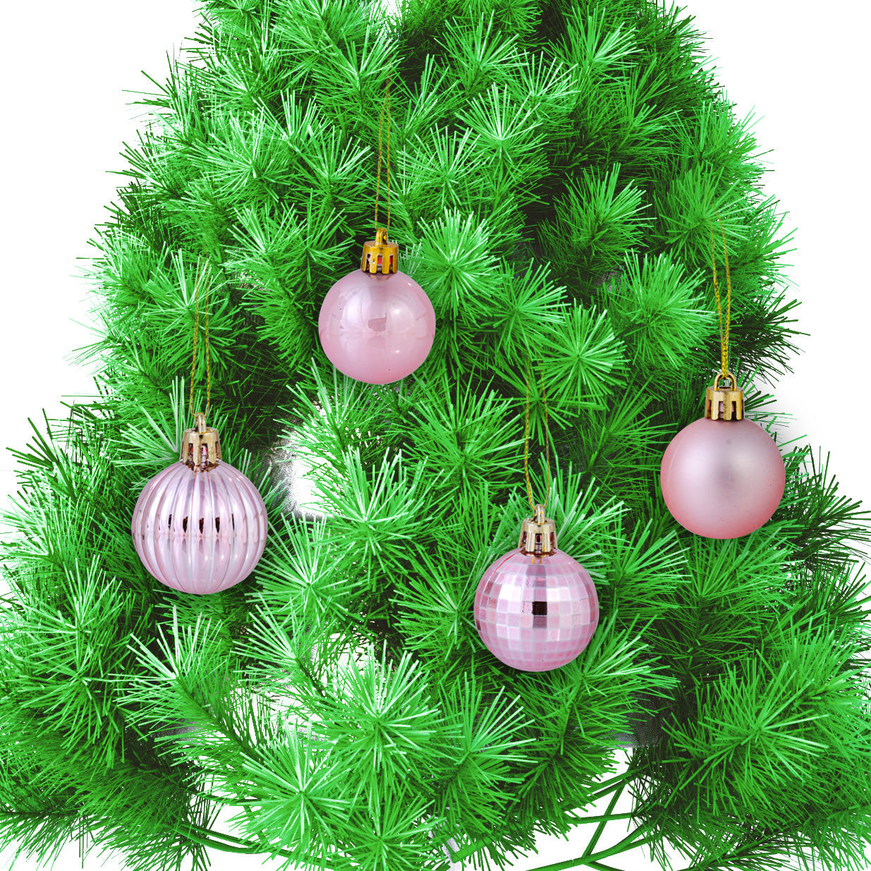 Christmas Baubles Pink 40Mm 24Pc Acetate